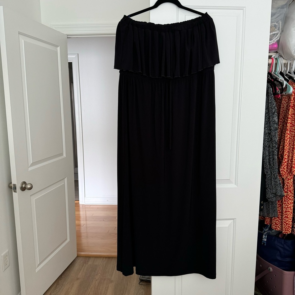 Black strapless maxi dress
